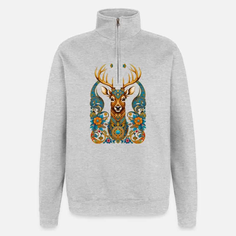 Deer - Quarter-Zip Sweatshirt - heather grey