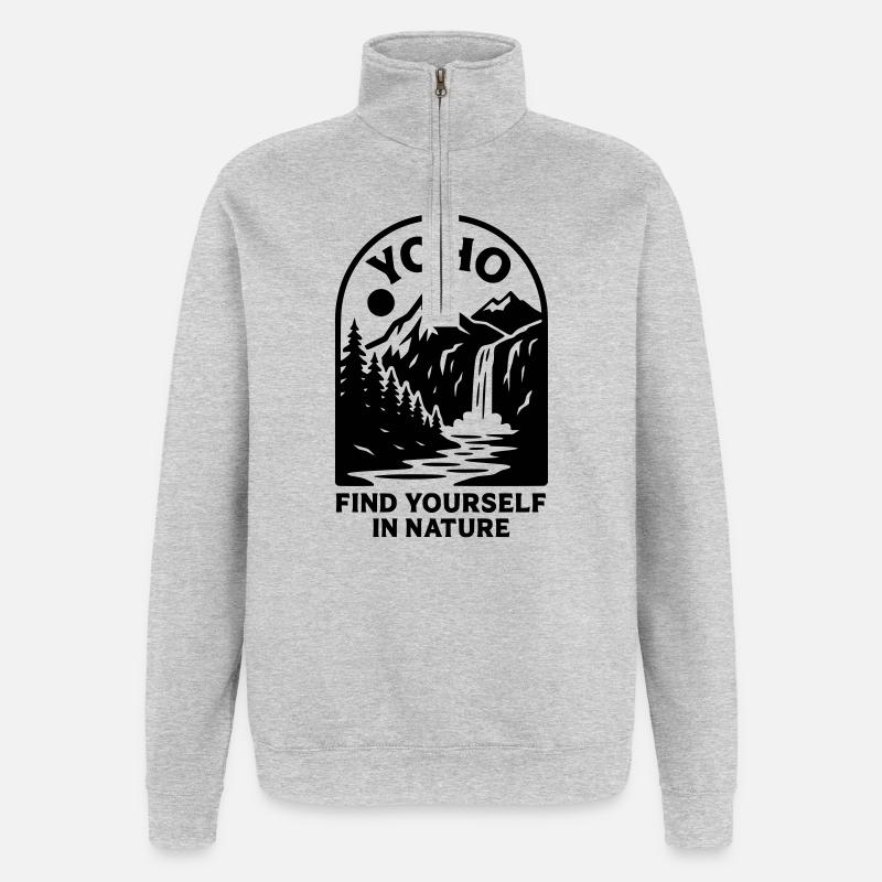 Parc national Yoho - Sweat à zip 1/4 - gris chiné