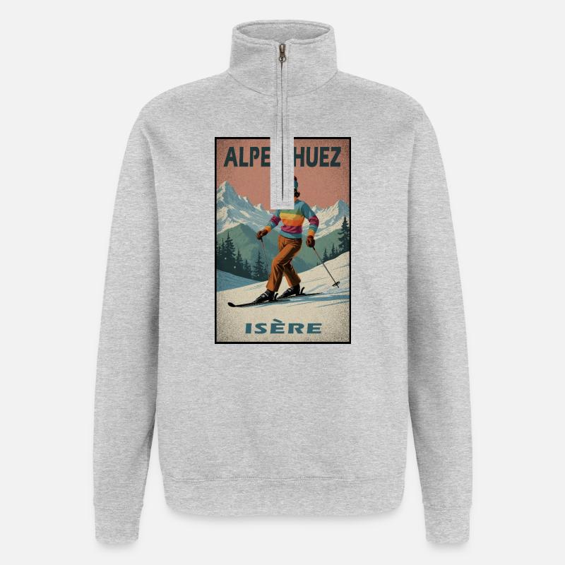 Alpe D'Huez Frankreich - Quarter-Zip-Sweatshirt - Grau meliert