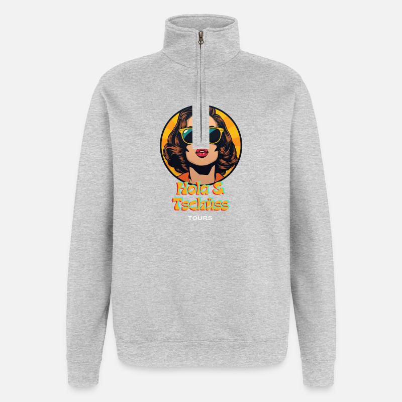 hola und tschüss - Quarter-Zip-Sweatshirt - Grau meliert