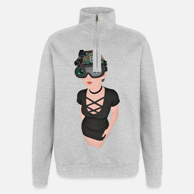 ICH BEOBACHTE DICH #2 – Geek & Sci-Fi - Quarter-Zip-Sweatshirt - Grau meliert