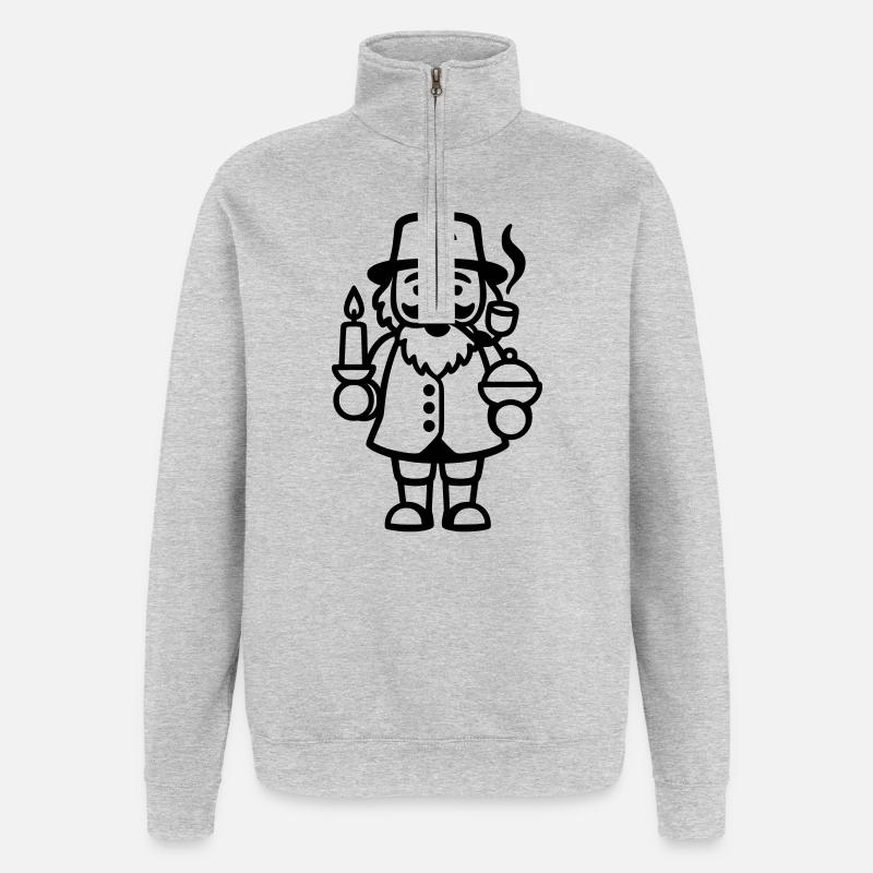 Räuchermann Räuchermännchen Noël - Sweat à zip 1/4 - gris chiné