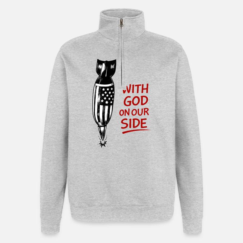 Torch with flag pattern - Quarter-Zip Sweatshirt - heather grey