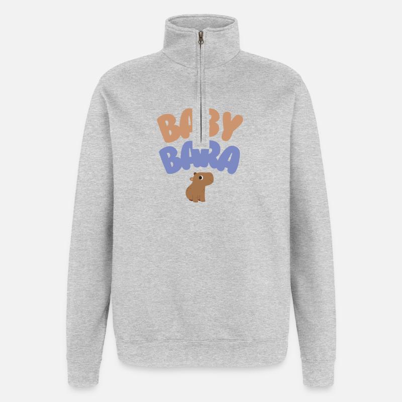 Bébé Bara Capybara - Sweat à zip 1/4 - gris chiné