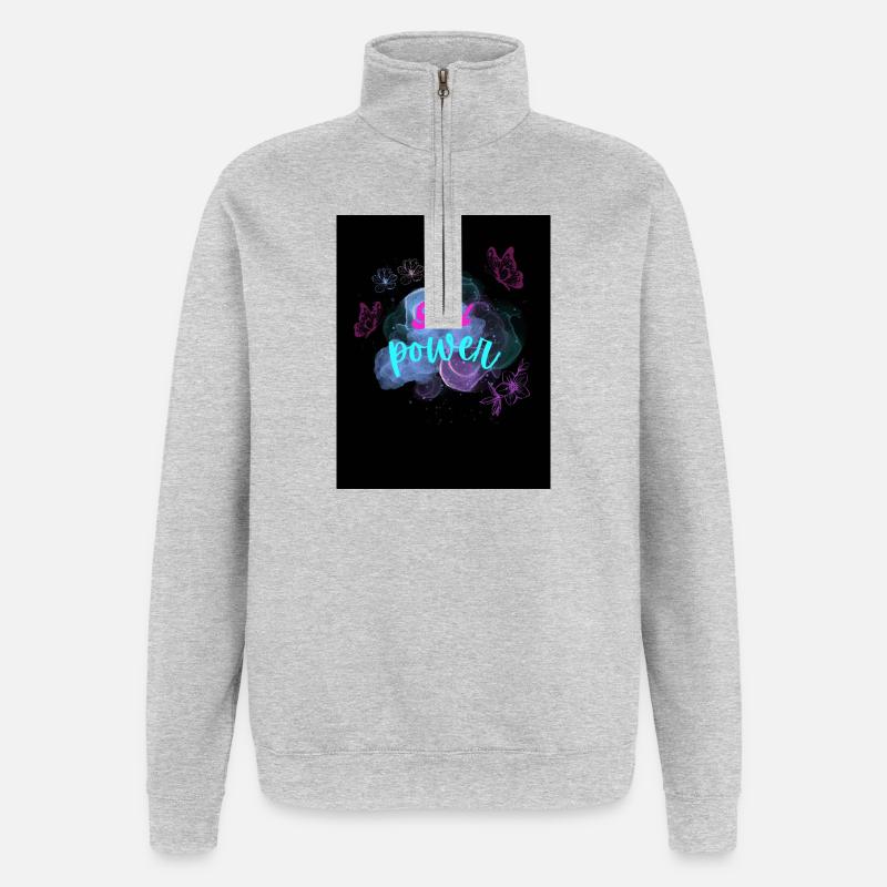 SIE✨ - Quarter-Zip-Sweatshirt - Grau meliert
