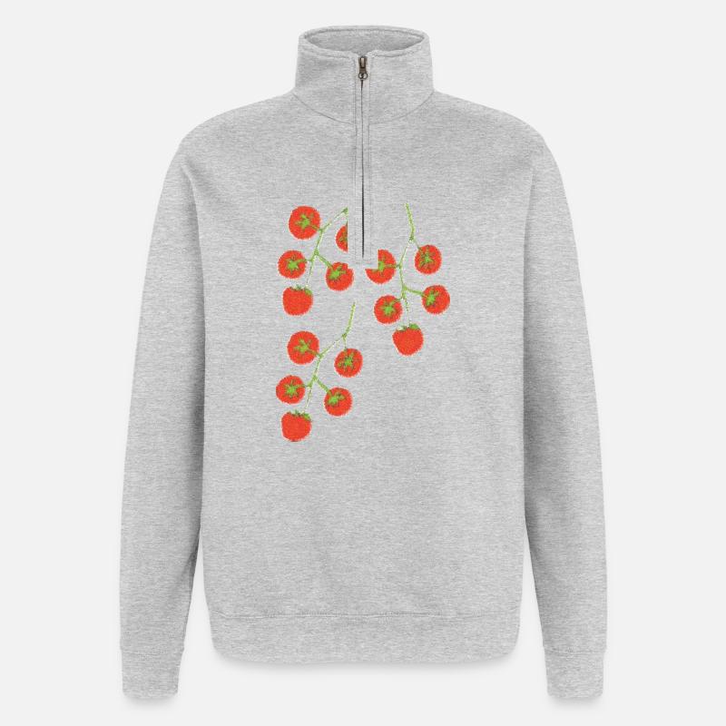 tomatenstrauch impressionismus - Quarter-Zip-Sweatshirt - Grau meliert