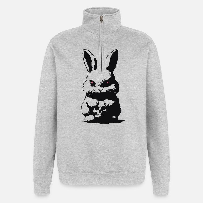 Grumpy bunny - Sweat à zip 1/4 - gris chiné