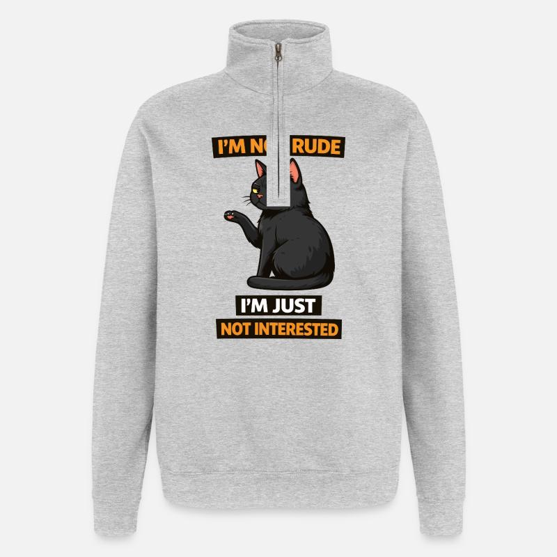Nicht interessierte Katzen-Einstellung - Quarter-Zip-Sweatshirt - Grau meliert
