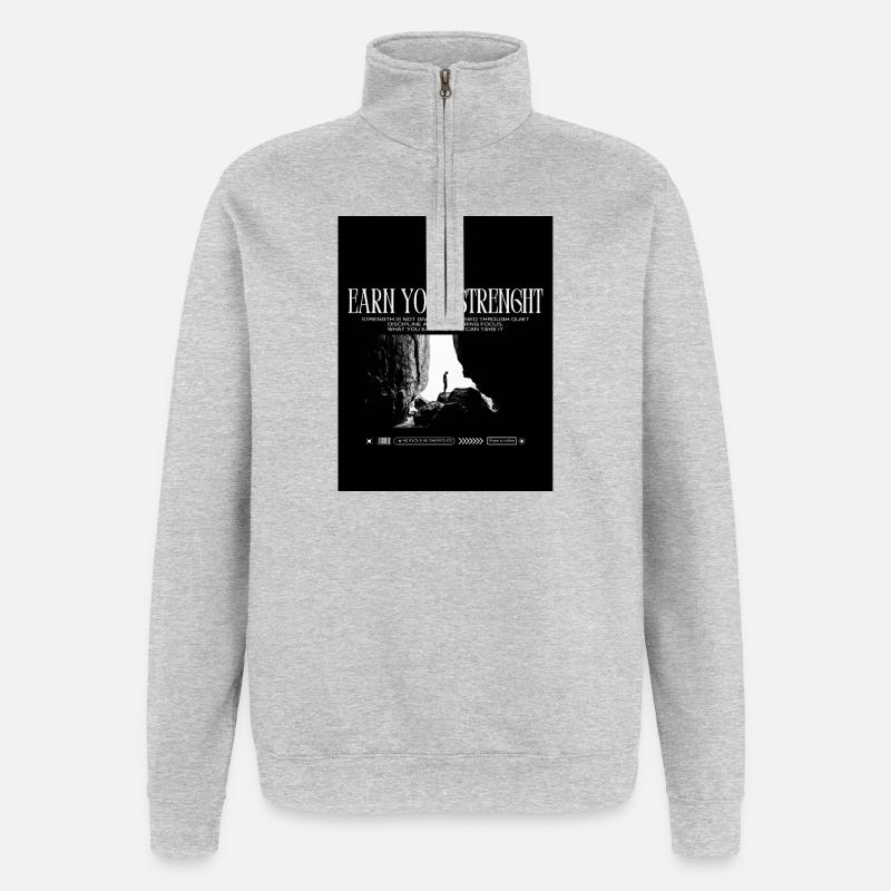 Black_White|Modern|Typographic|StreetwearTshirtpro - Quarter-Zip Sweatshirt - heather grey