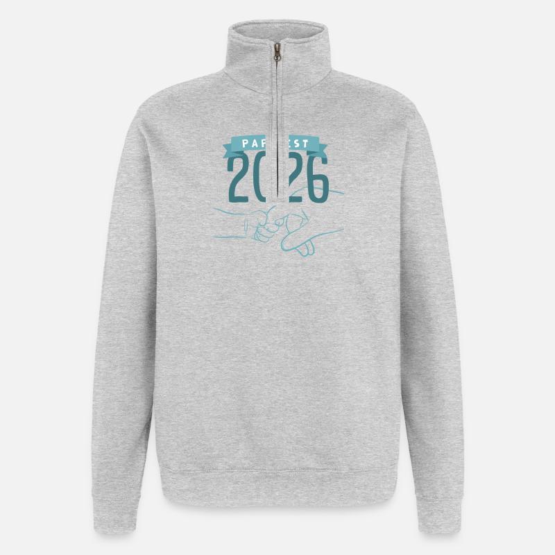 papa2026 - Quarter-Zip-Sweatshirt - Grau meliert
