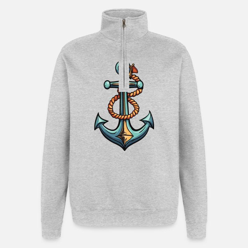 Anker Design - Quarter-Zip-Sweatshirt - Grau meliert