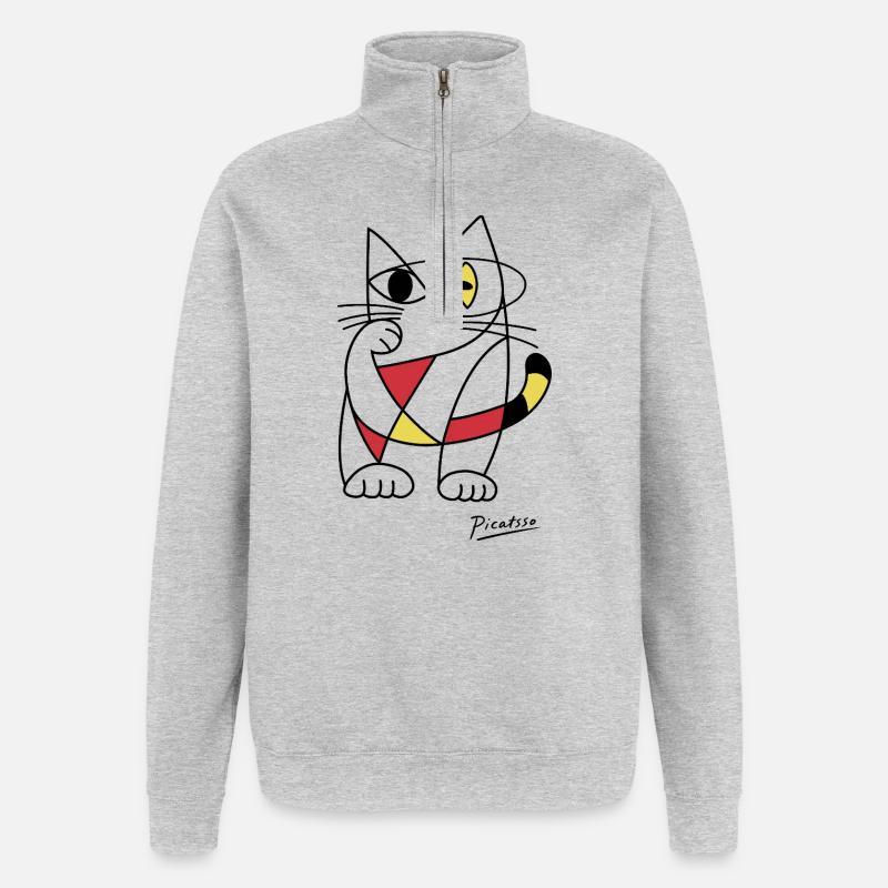Picatsso - Sweat à zip 1/4 - gris chiné
