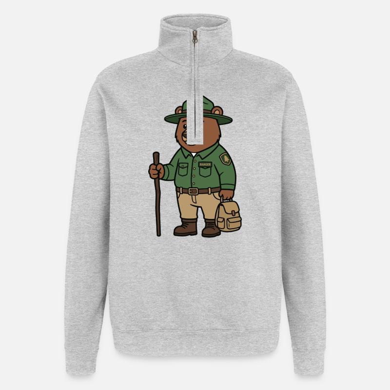 Garde forestier des ours - Sweat à zip 1/4 - gris chiné