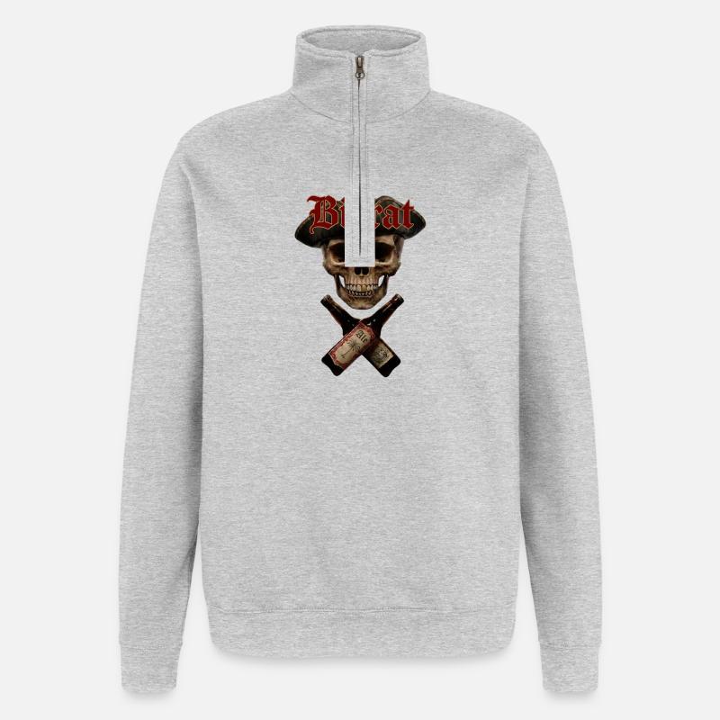 Skull Beer Bottles - Quarter-Zip Sweatshirt - heather grey