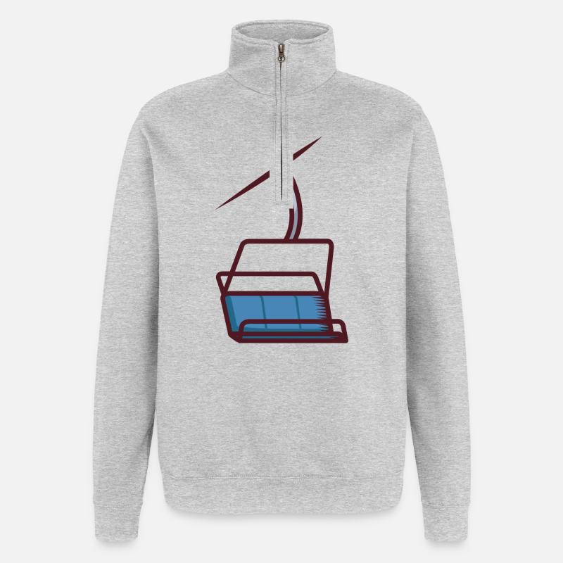 Abstrakte Illustration einer Seilbahn - Quarter-Zip-Sweatshirt - Grau meliert