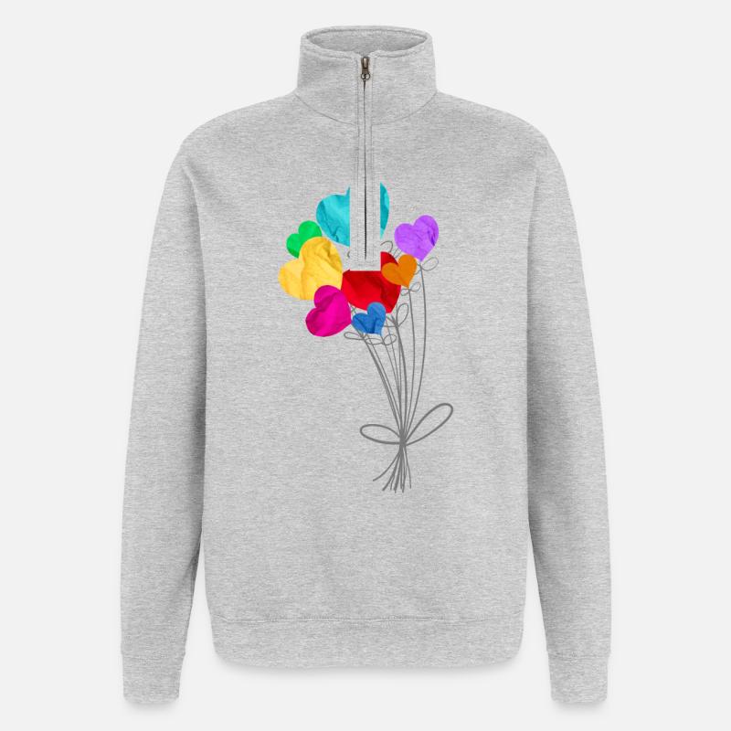 Strauß herzförmiger Luftballons - Quarter-Zip-Sweatshirt - Grau meliert