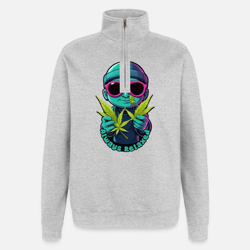 Hipster décontracté - Sweat à zip 1/4 - gris chiné