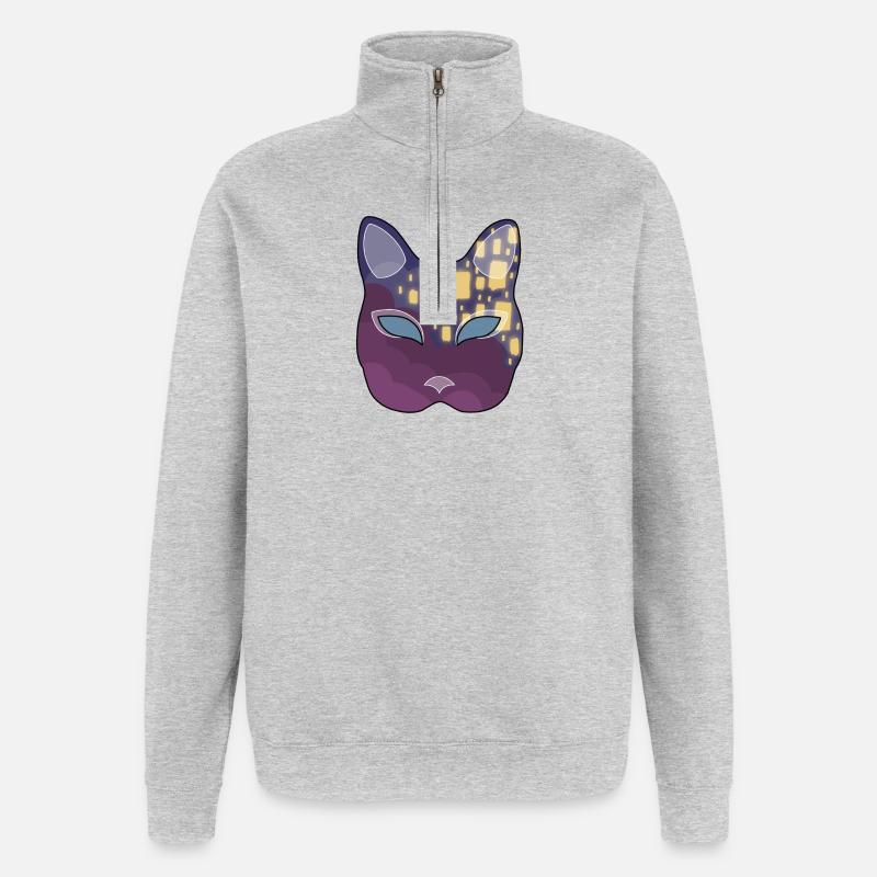 Lantern Neko Mask - Quarter-Zip Sweatshirt - heather grey