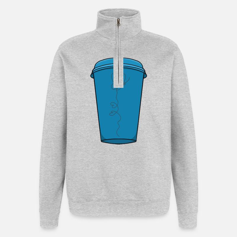 Une boisson pour les amoureux - Sweat à zip 1/4 - gris chiné