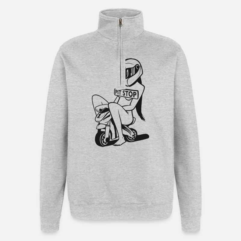 Pit Stop Racer Mädchen - Quarter-Zip-Sweatshirt - Grau meliert