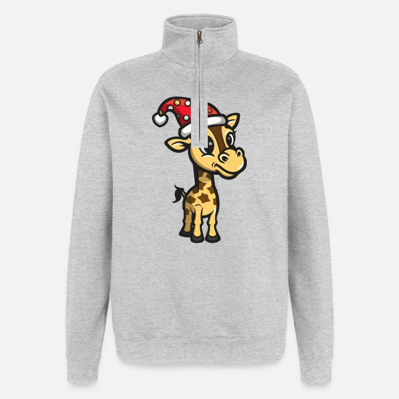 Giraffe Christmas - Quarter-Zip Sweatshirt - heather grey