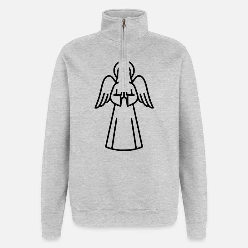 Engel-engelsfluegel-silhouette-einfach-4 - Quarter-Zip-Sweatshirt - Grau meliert
