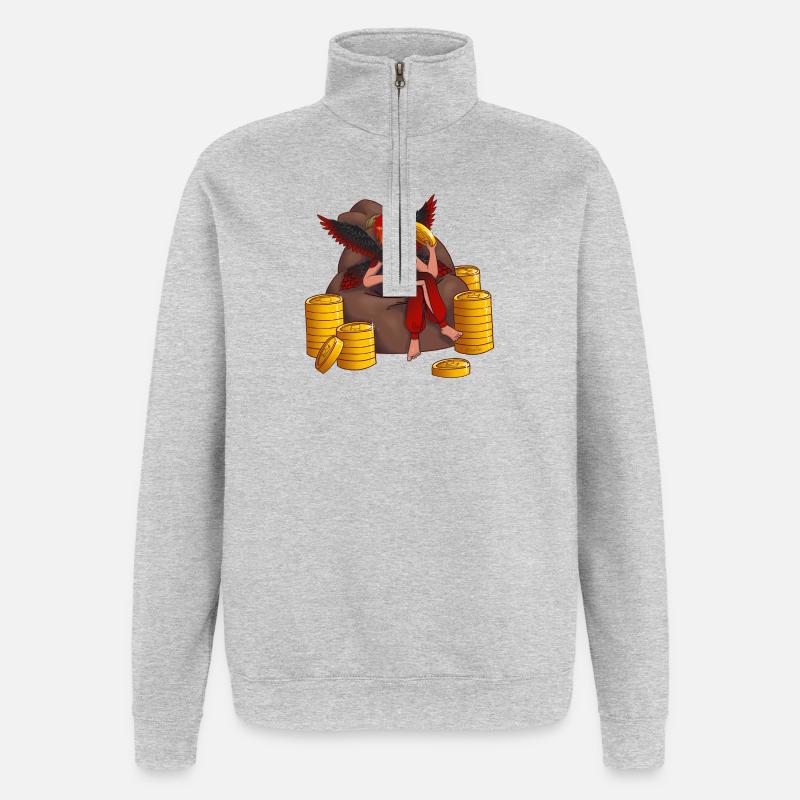 Schatzwächterin mit Flügeln - Quarter-Zip-Sweatshirt - Grau meliert