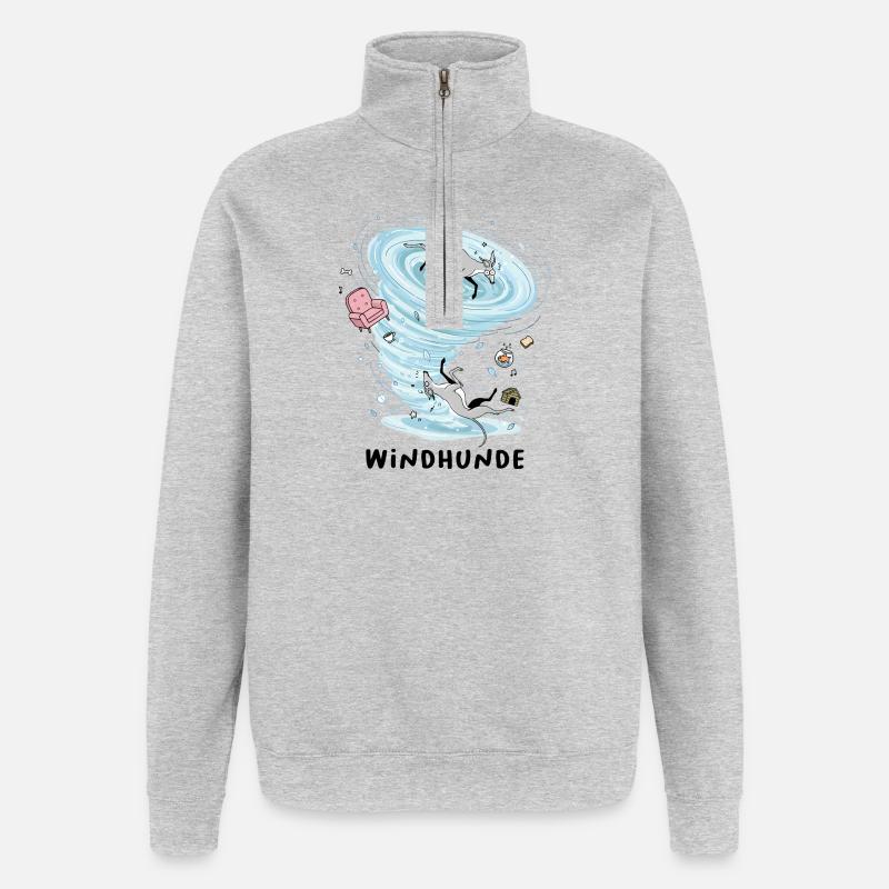 Windhunde - Quarter-Zip-Sweatshirt - Grau meliert