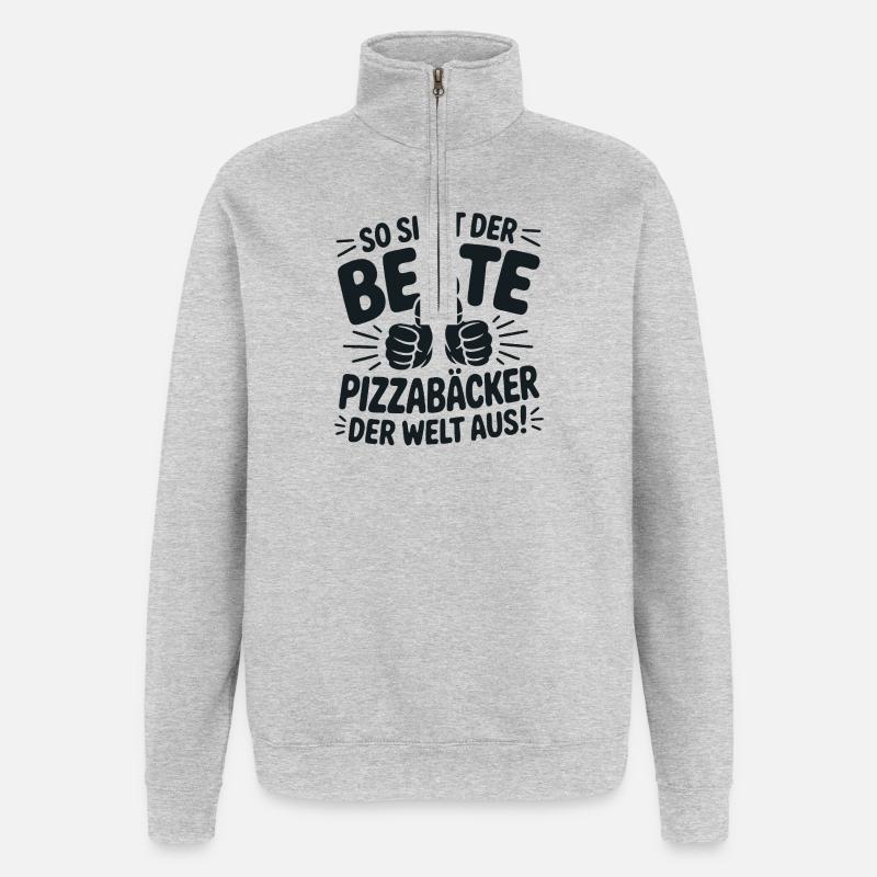 Pizzabäcker Geschenkidee - Quarter-Zip-Sweatshirt - Grau meliert