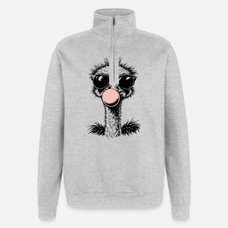 Cooler Strauß blast Kaugummi - Quarter-Zip-Sweatshirt - Grau meliert