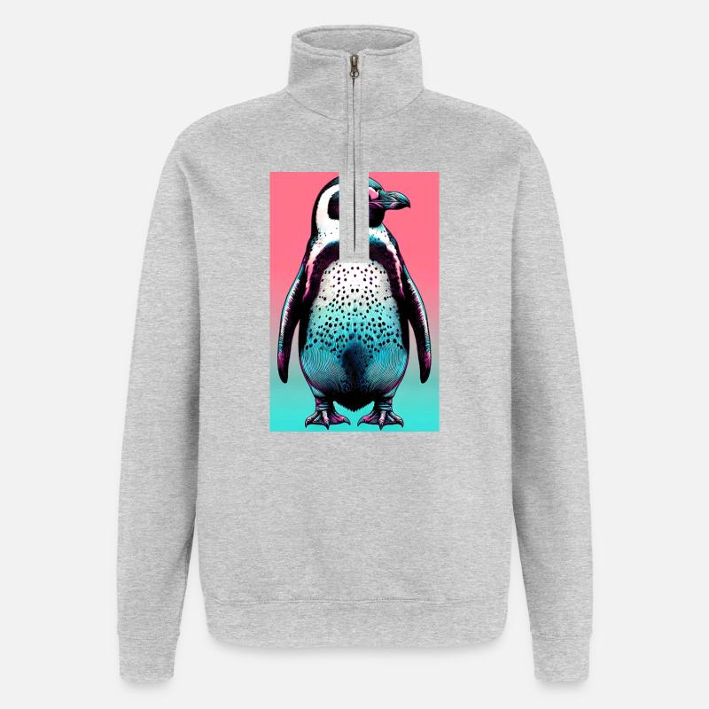 pingouin - Sweat à zip 1/4 - gris chiné