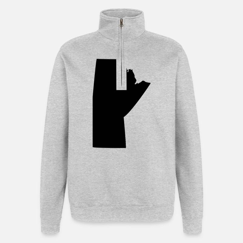 Manitoba Map - Quarter-Zip Sweatshirt - heather grey
