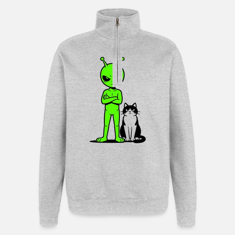 Alien Comic Humor - Quarter-Zip Sweatshirt - heather grey