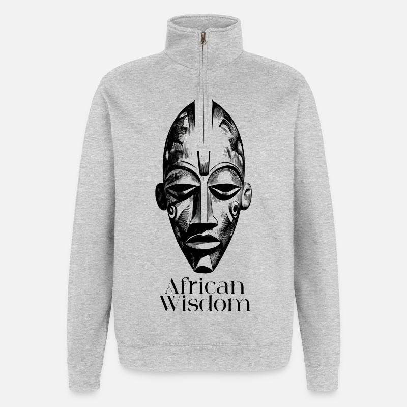 African_wisdom_ - Sweat à zip 1/4 - gris chiné