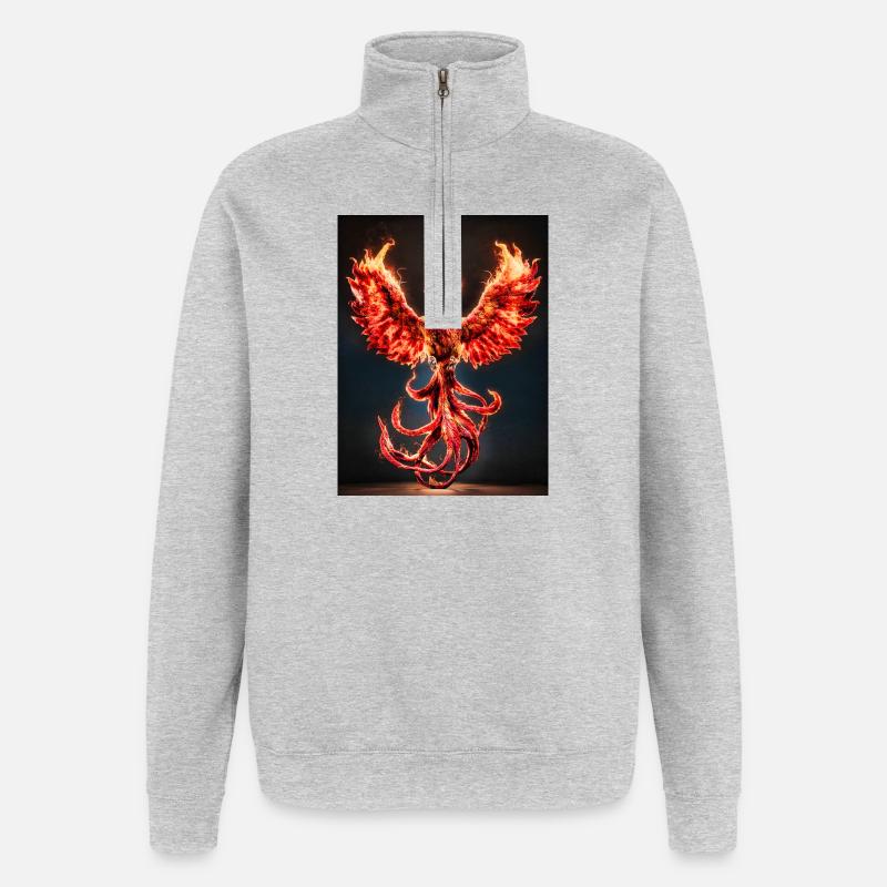 Phoenix Firecrest Burst - Quarter-Zip Sweatshirt - heather grey