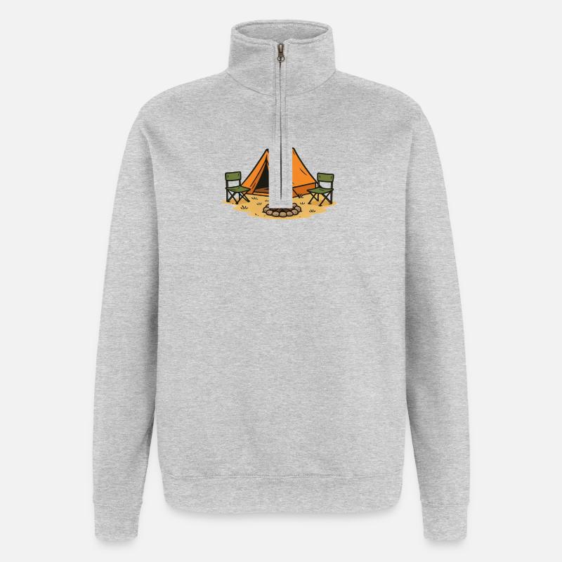 Conception de camp de camping aventureux - Sweat à zip 1/4 - gris chiné