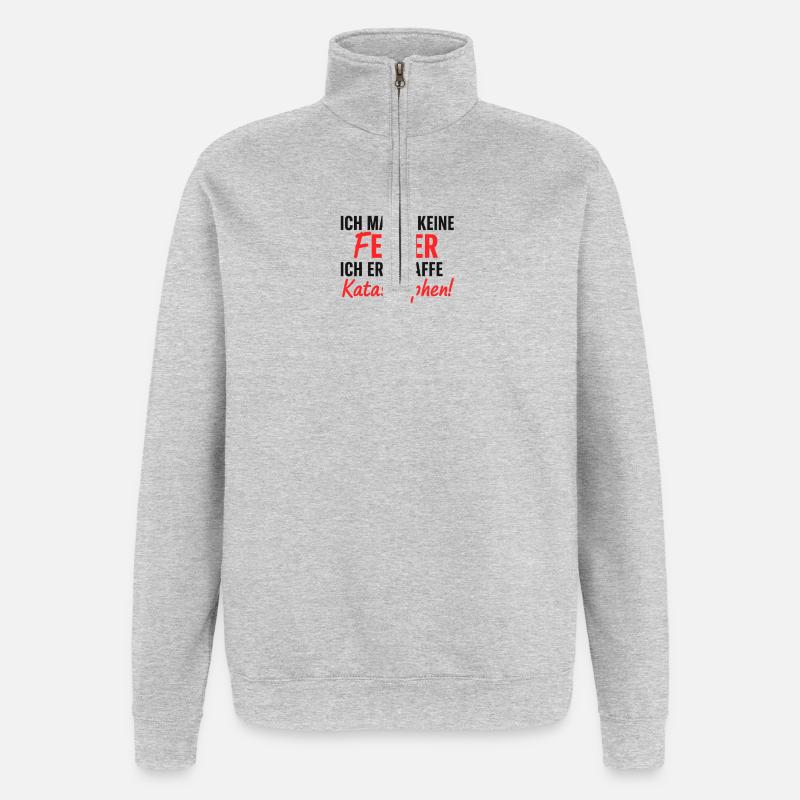 Ich erschaffe Katastrophen Fehlerfrei - Quarter-Zip-Sweatshirt - Grau meliert