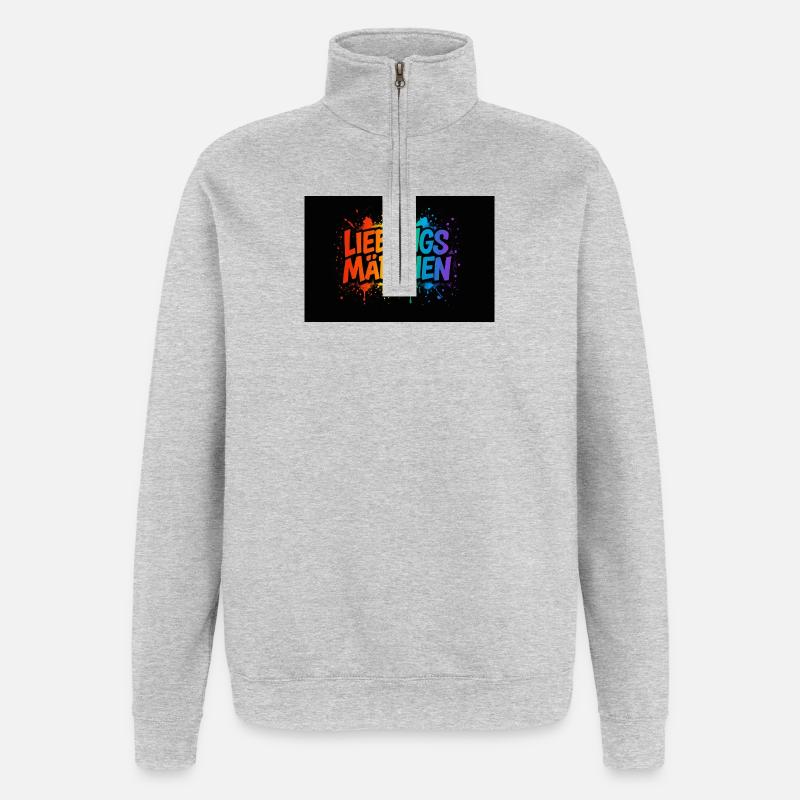 Lieblingsmädchen – Buntes Graffiti mit Farbspritze - Quarter-Zip-Sweatshirt - Grau meliert
