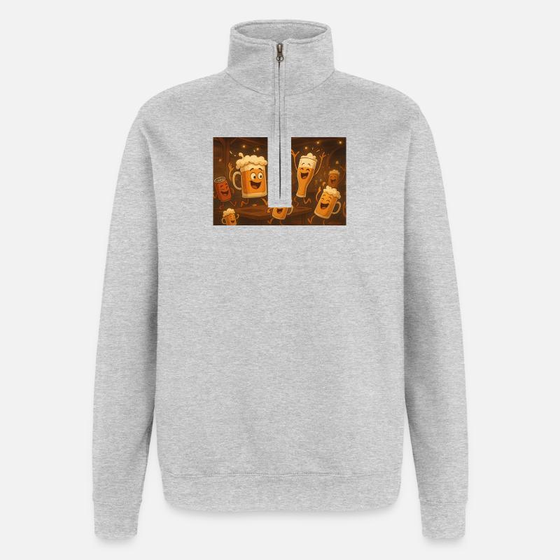 Biere, die mit Freude feiern - Quarter-Zip-Sweatshirt - Grau meliert