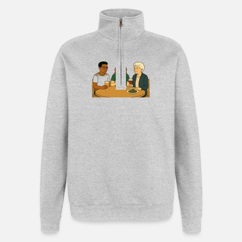 À table - Sweat à zip 1/4 - gris chiné