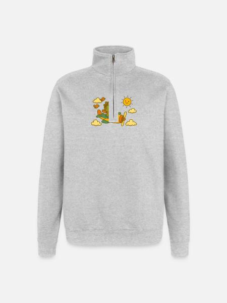 ☀️ Dino Doni above the clouds ✈️ - Quarter-Zip Sweatshirt - heather grey