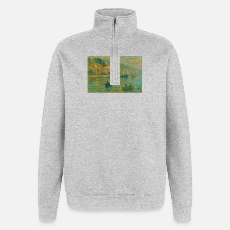 Harbour impression lumière du soir - Sweat à zip 1/4 - gris chiné