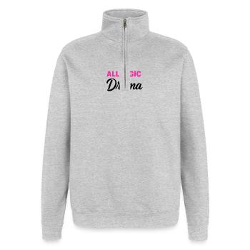 Allergique au drame - Sweat à zip 1/4 - gris chiné - Devant - AI Model Female 172 light (172cm) & AI Model Male 178 dark (178cm)