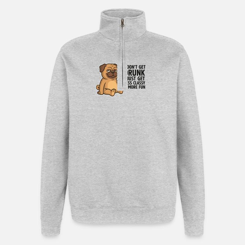 Less Classy More Fun Pup - Quarter-Zip Sweatshirt - heather grey
