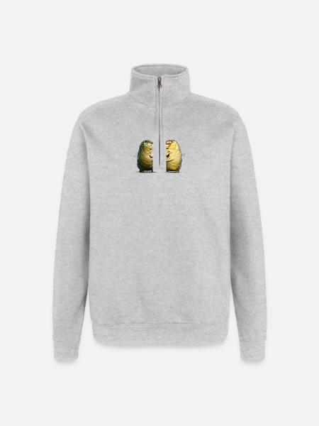 Cabbage Roll and Golubez - Twin Brothers - Quarter-Zip Sweatshirt - heather grey