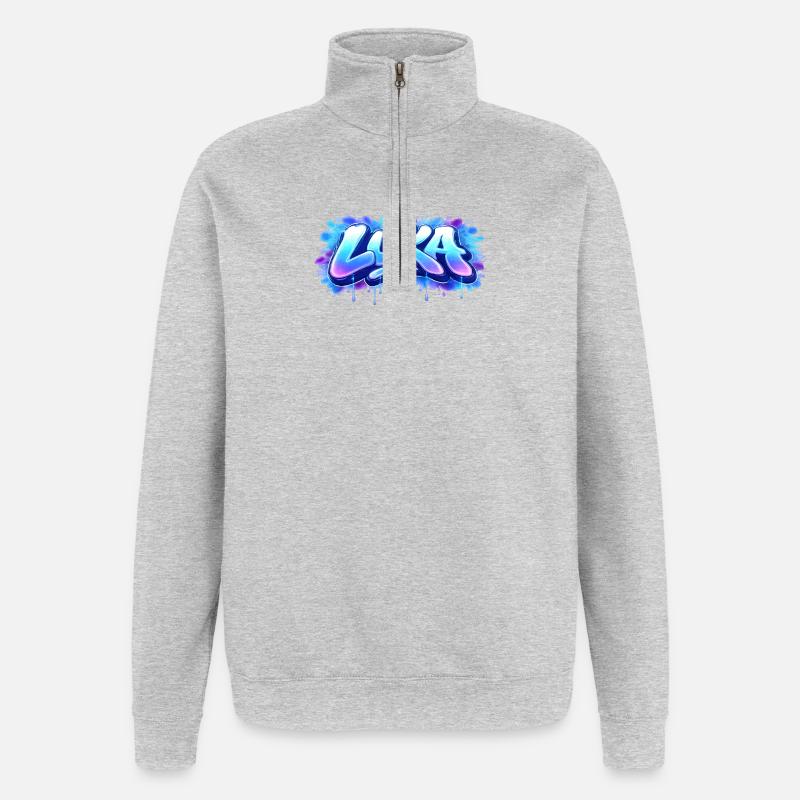Graffiti LUKA Name Gift Ideal Printable - Quarter-Zip Sweatshirt - heather grey