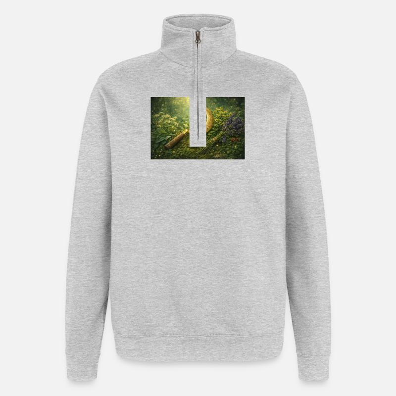 Herbal power - Quarter-Zip Sweatshirt - heather grey