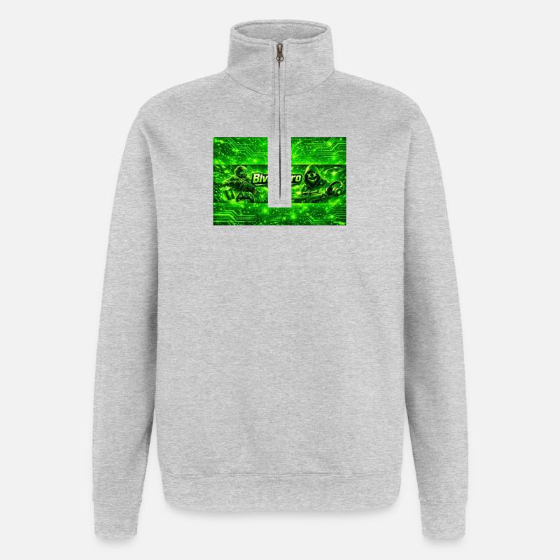 Neon Cyber Militär Logo - Quarter-Zip-Sweatshirt - Grau meliert
