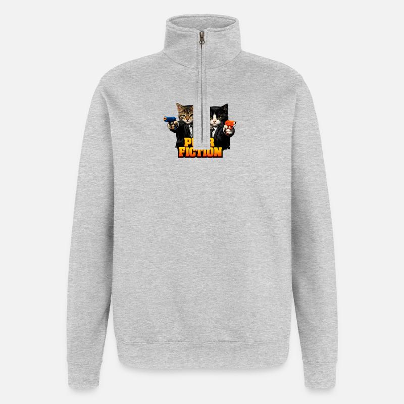 Fiction Ronron - Sweat à zip 1/4 - gris chiné