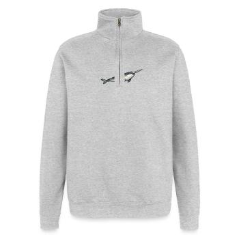 Geometric Narwhal Polygon - Quarter-Zip Sweatshirt - heather grey - Front - AI Model Female 172 light (172cm) & AI Model Male 178 dark (178cm)